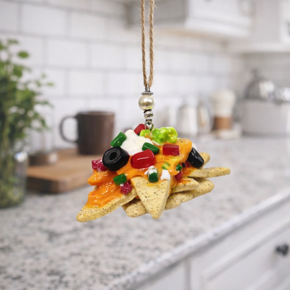 Loaded Nachos Ornament - Handmade Food Decor, Game Day Junk Food Gift